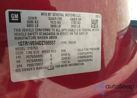 2013 GMC Sierra 1500 Sle from USA, damaged, VIN 1GTR1VE04DZ396557